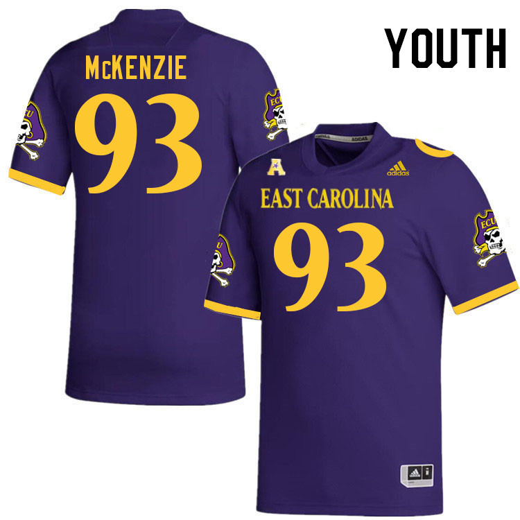 Youth #93 Jaden McKenzie ECU Pirates College Football Jerseys Stitched-Purple